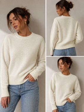 Matty M Cream Crewneck Sweater - Women's